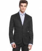 Don this micro-stripe blazer from Calvin Klein for sleek midtown style.