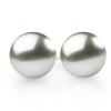 Bling Jewelry Tahitian Style Sea Shell Grey Pearl Ball Stud Earrings Size 12mm