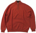 Club Room Men's Solid Quarter Zip Cashmere Mockneck Sweater (Pumpkin Heather)