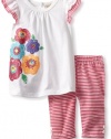 Carter's Watch the Wear Baby-girls Infant 2 Piece Tunic Set With Striped Leggings, White, 24 Months