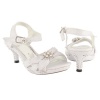 Girls' Evening High Heel Dress Sandals w/ Rhinestone Strappy and Flower Leaf WHITE , 3