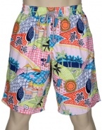 Vilebrequin Mens Summer Print Nylon Swim Trunks Swimsuit Shorts XXL / 2X