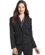 Kasper's classic pinstriped blazer takes a feminine turn with a nipped-in waist and multi-directional pinstripes.