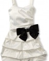 Ruby Rox Girls 7-16 Pick-Up With Drop Waist Bow, Ivory/Black, 12