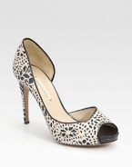 A classic silk-covered peep-toe style in a lacy, laser-cut pattern.Self-covered stiletto heel, 4¼ (110mm) Covered platform, ¼ (5mm) Compares to a 4 heel (100mm) Leather lining and sole Made in ItalyOUR FIT MODEL RECOMMENDS ordering one size up as this style runs small. 