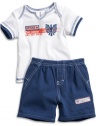 GUESS Kids Boys Short Sleeve Shirt and Short Set (0-9m), WHITE (6/9M)