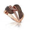 LeVian 1.24 Carats Chocolate and White Diamonds Pave Set Cross Over Ring in 14K Rose Gold