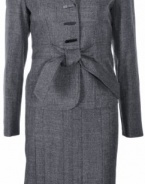 Anne Klein Women's Blue Fusion Woven Skirt Suit Dark Stone Grey