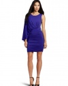 BCBGMAXAZRIA Women's Venus Draped Short Dress, Royal Blue, Large