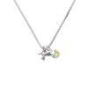 Mini Silver Hummingbird Charm Necklace with AB Crystal Drop