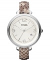 A biting snake print adds sass to your style with this Heather collection watch, by Fossil.