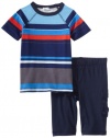 Splendid Littles Boys 2-7 Canyon Stripe Tee with Cargo Short Set, Oasis, 6X