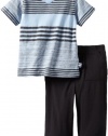 Splendid Littles Baby-boys Infant Vintage Stripe V-Neck Tee Set, Sky, 12-18 Months