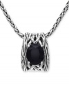 Intricately crafted and punctuated by bold color, EFFY Collection's standout pendant is a must-have piece. Necklace is crafted in woven sterling silver and showcases an oval-cut onyx (4-1/3 ct. t.w.). Approximate length: 18 inches. Approximate drop: 1/2 inch.