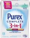 Purex Complete 3-in-1 Laundry Sheets, Pure and Clean, 22 Count