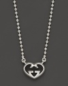 From the Love Britt collection, a sterling silver bead necklace with heart pendant. Designed by Gucci.