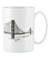 Set the table with a new point of view. Etched with the Bay Bridge, this Lenox accent mug brings San Francisco style to the understated elegance of Tin Can Alley dinnerware.