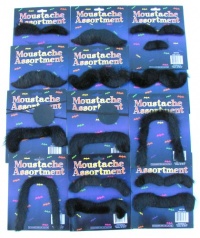 12 Fake Moustaches - Assorted Shapes and Sizes! Costume Fun Mustache