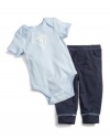 GUESS Kids Boys Bodysuit and Pant Set, LIGHT BLUE (3/6M)