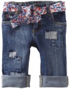 Hartstrings Baby-Girls Infant Cotton Spandex Patch Jean, Denim, 12M