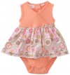 Kids Headquarters Baby-girls Newborn Take Me Home Romper with Print Skirt, Peach, 6-9 Months