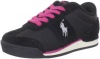 Polo by Ralph Lauren Slider Sneaker (Toddler/Little Kid/Big Kid),Black/Fuchsia,7 M US Big Kid