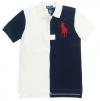 Polo Ralph Lauren Boys Mesh Big Pony Logo Polo Shirt - M (10-12) - White/Navy