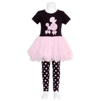 Bonnie Baby-girls Newborn Poodle Applique Top with Knit Legging, Pink, 0-3 Months