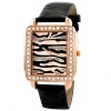 Golden Classic Women's 2217_rosegold Safari Dame Rectangle Rhinestone Leather Watch