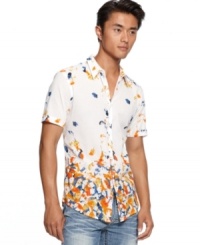 Summer is still here so don't grab that long-sleeved shirt yet. This graphic button-front shirt from INC International Concepts is ready for the last few barbecues.