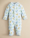 A delightful dino print footie from Kissy Kissy, crafted in the softest pima cotton for a completely cozy playtime style.