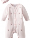 Little Me Baby-Girls Newborn Rose Sweater Coverall And Hat, Light Pink, 6 Months