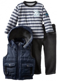 Calvin Klein Boys 2-7 Tee And Jean Puffy Vest, Navy, 4T