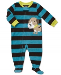 Pair him up with this waggly pal for nap time, or any time, in this comfy striped footed coverall from Carter's.