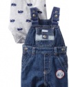 Little Me Baby-boys Newborn Jeep Overall Set, Blue, 6 Months