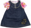 Infant Baby-Girls Blue Jeans Dress w/ Floral Design Tee 2 Pc Set Bon Bebe 12-24M