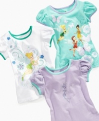 Fairy dust. She'll look pretty as a princess in this glittery top from Disney, starring her favorite cartoon fairy.