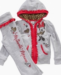 She'll be ready to play all day in this fun and frilly hoodie from Disney.