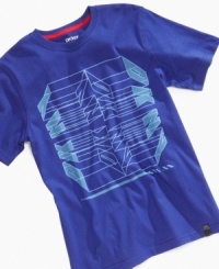 Exciting graphic imagery on this short sleeve t-shirt by DKNY. Makes a great gift.