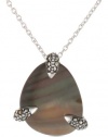 Judith Jack Kauai Sterling Silver, Marcasite and Black Mother of Pearl Pendant Necklace, 18