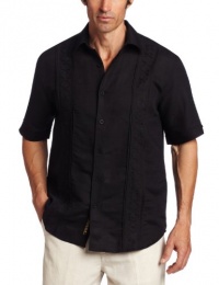 Cubavera Men's Short Sleeve Tuck Panel with Embroidered Shirt