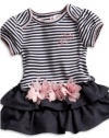 GUESS Kids Girls Baby Girl Drop Waist Dress Set with Flow, STRIPE (6/9)