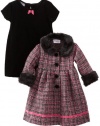 Blueberi Boulevard Baby Girls Infant Boucle Coat Velvet Set, Multi, 12 Months