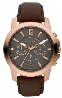 Fossil Grant Chronograph Brown Dial Leather Mens Watch FS4648