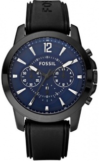 Fossil Grant Silicone Watch - Black with Blue