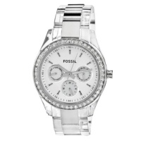 Fossil Women's ES2821 Combination stainless steel with translucent plastic case and bracelet White satin dial Watch