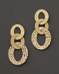 From the Chic & Shine collection, 18K yellow gold drop earrings in a modern mix of finishes. By Roberto Coin.