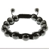 Hot Genuine 10mm Faceted Black Hematite Adjustable Bracelet