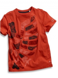 GUESS Kids Boys Little Boy Fashion Tee with Bird Screen, RED (3T)