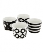 Pretty graphic. Bold black and white patterns play up these durable Salt&Pepper ramekins, bringing cool modern design to everyday dining.